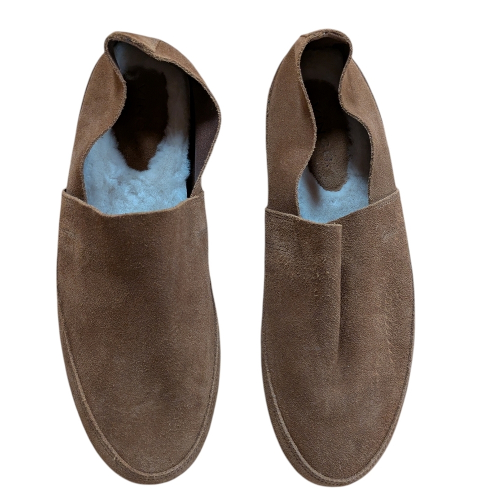 Vince Atlee Chestnut Suede Shearling Loafer Mens Size 12 - Picture 2 of 12